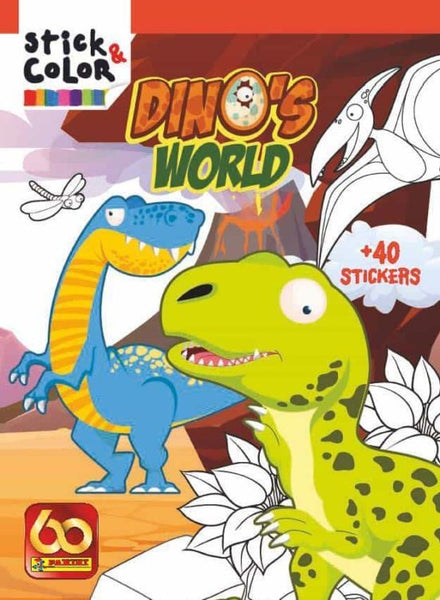 DINOS WORLD 40 STICKERS. STICK&COLOR(PANINI)