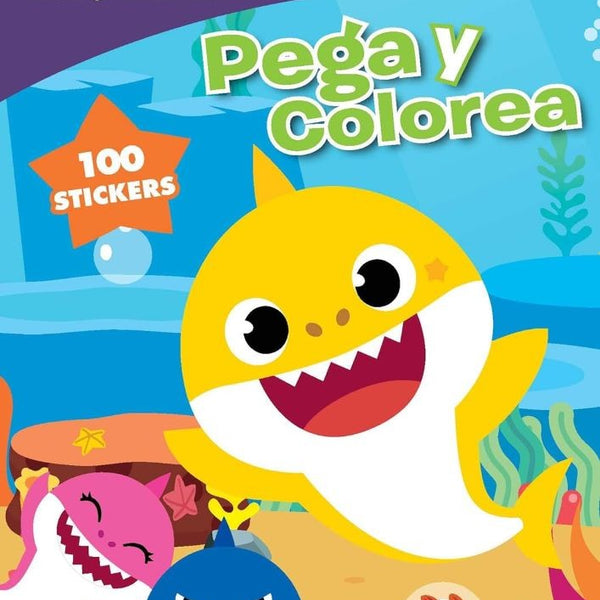 BABY SHARK PINKFONG 100 STICKER PEGA Y COLOREA