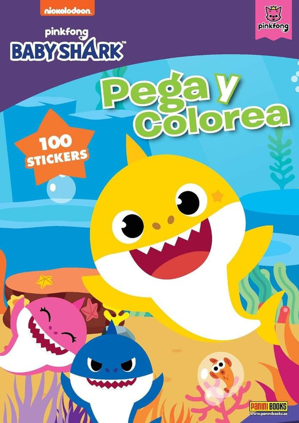 BABY SHARK PINKFONG 100 STICKER PEGA Y COLOREA