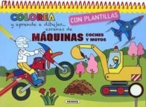 MAQUINAS COCHES Y MOTOS COLOREA CON PLANTILLAS