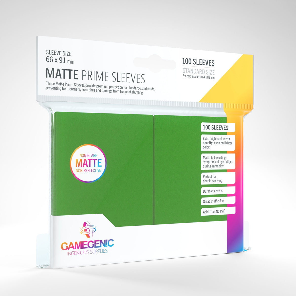 PACK PRIME SLEEVES GREEN (100) 66X91