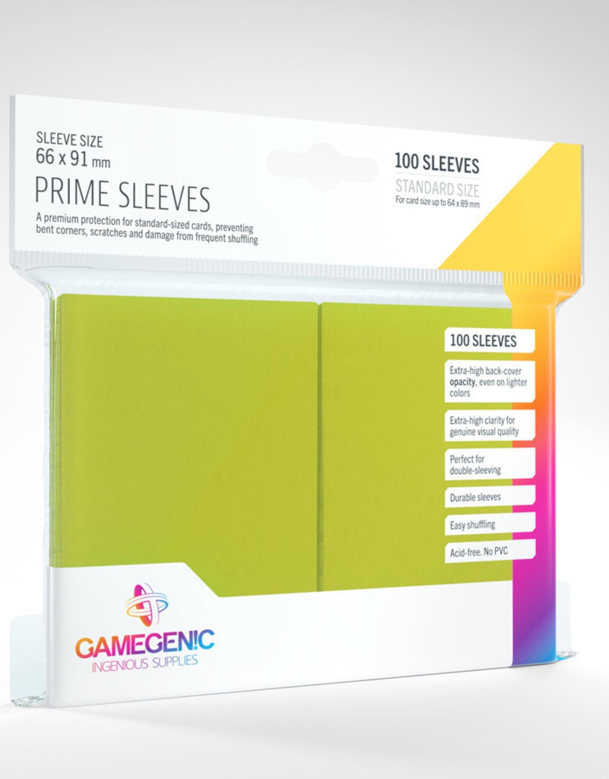 PACK PRIME SLEEVES LIME (100) 66X91