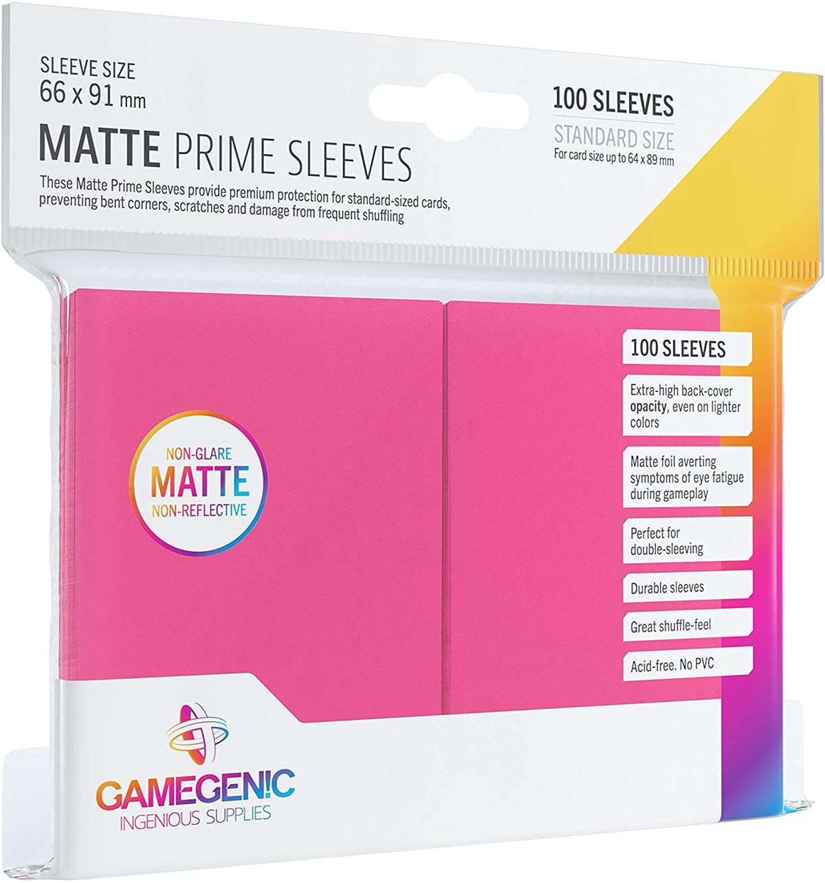 PACK PRIME SLEEVES PINK (100) 66X91