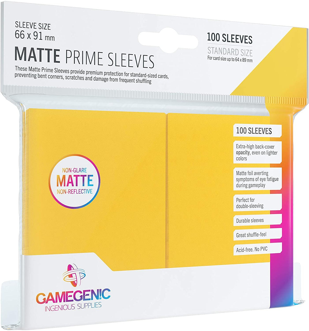 PACK PRIME SLEEVES YELLOW (100) 66X91