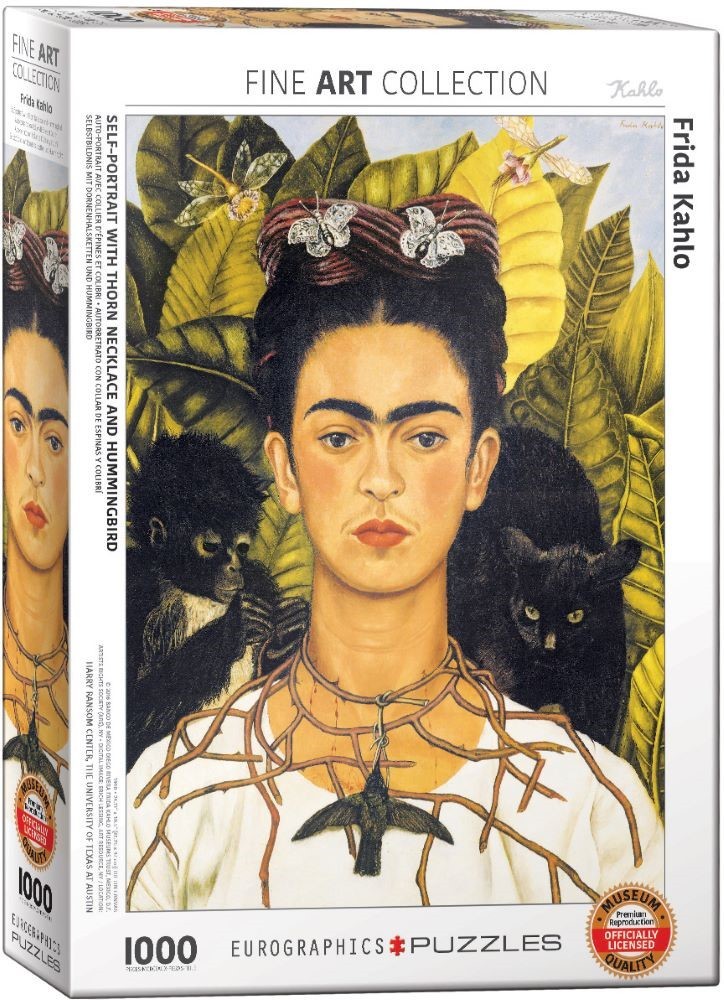 PUZZLE AUTORRETRATO CON COLLAR DE ESPINAS Y COLIBRI
