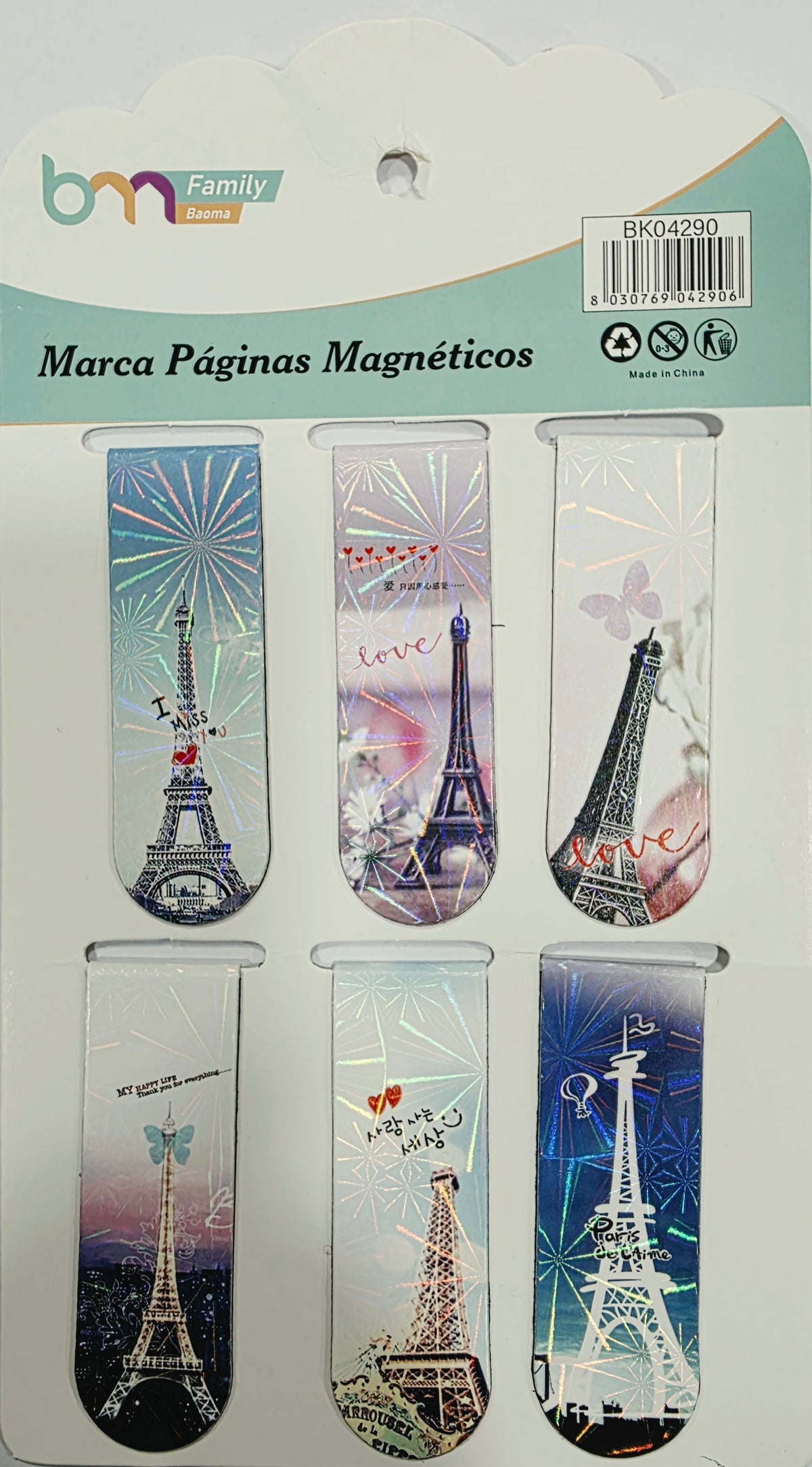 MARCA PAGINA MAGNETICOS VARIEDAD TORRE EIFEL(FAMILYBAOMA)